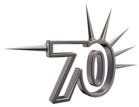 Number seventy with prickles on white background - 3d illustration Stock Illustration