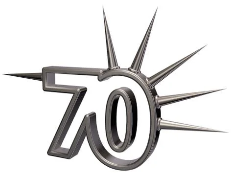 Number seventy with prickles on white background - 3d illustration Stock Illustration