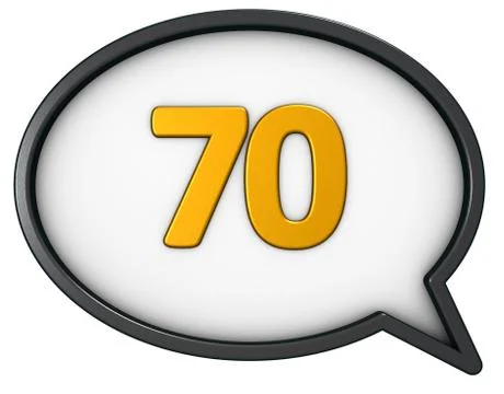 Number seventy in speech bubble - 3d rendering Stock Illustration
