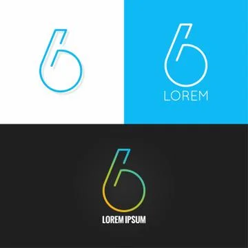 Number six 6 logo design icon set background Stock Illustration