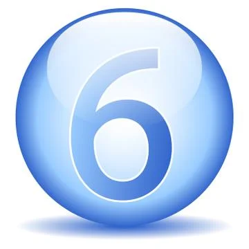 Number six button Ilustração Stock