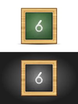 Number six on chalkboard Stock Illustration