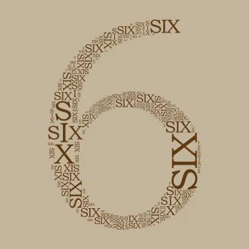 Number six created from text Stock Illustration