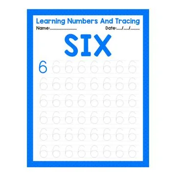 Number Six Learning Number And Tracing Stock Illustration