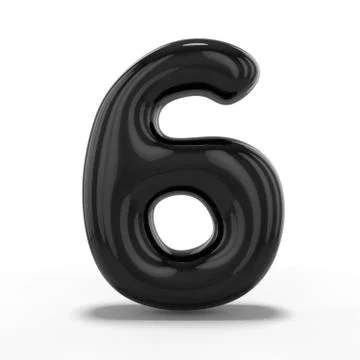 Number six made of inflatable balloon isolated on white background. 3D Stock Illustration