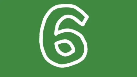 Number six mathematics sixth rank hand-drawn cartoon graphic with chalk outline Stock Footage 341293764
