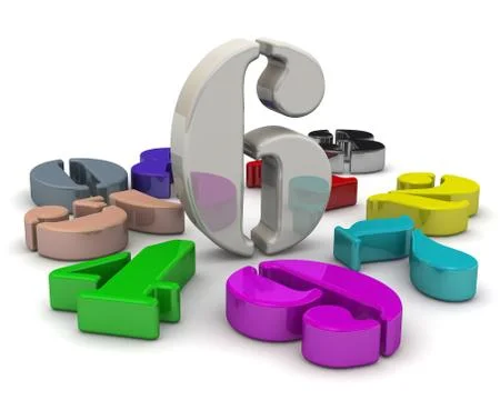 Number Six in the middle of numbers Stock Illustration