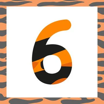 Number six with tiger pattern Stock Illustration
