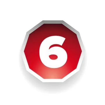 Number six vector label red Illustrazione stock