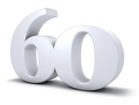 Number sixty on white background - 3d rendering Illustrazione stock