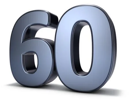 Number sixty on white background - 3d rendering Stock Illustration