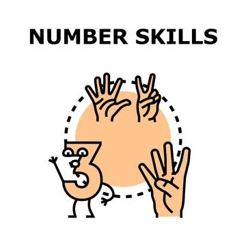 Number skills developing counting education and math learning Иллюстрация