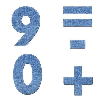 Number with stitch design elements on denim texture 库存插图