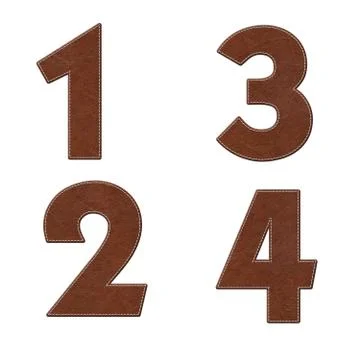 Number with stitch design on leather elements Stock Illustration