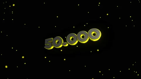 Number of subscribers, value, fifty thousand, with particles, animation, 3D Stock Footage 153787254