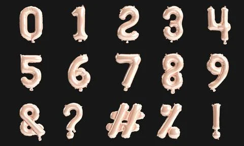 Number table and mark 3d illustration of type 2 rose golden balloons isolat.. Иллюстрация