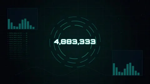 Number Technology abstract digital motion graphics showing glowing binary dat Stock Footage 346707198
