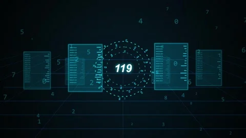 Number Tecnology background with digital glowing numbers and futuristic data Stock Footage 346707235