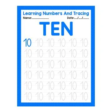 Number Ten Learning Number And Tracing Stock Illustration