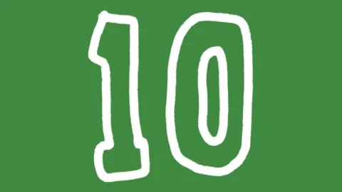 Number ten mathematics perfect ten score hand-drawn cartoon graphic Stock Footage 341293774