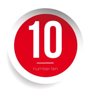 Number ten vector label red Stock Illustration
