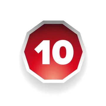 Number ten vector label red Stock Illustration