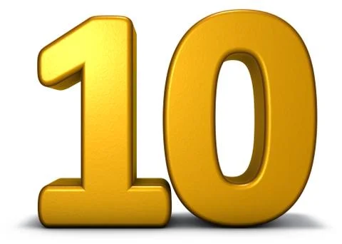 Number ten on white background - 3d rendering Stock Illustration