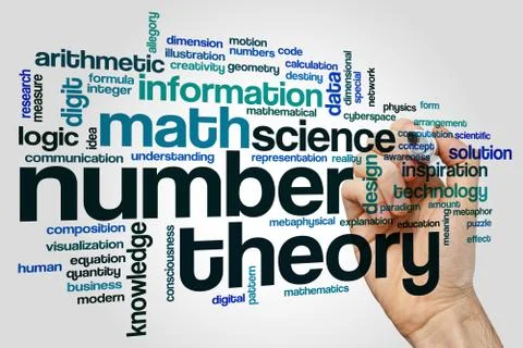 Number theory word cloud Fotos Stock