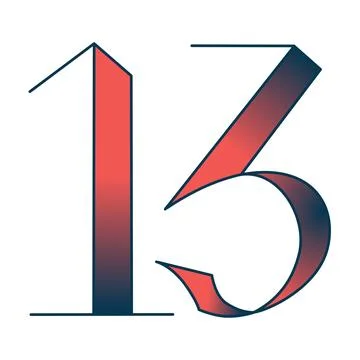 Number Thirteen Calligraphy Number Stock Illustration