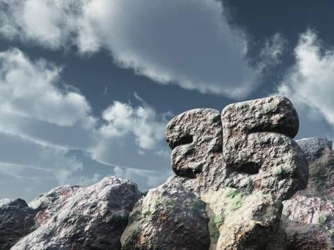 Number thirty five rock under cloudy blue sky - 3d illustration Stock-Illustration