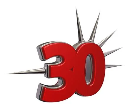 Number thirty with prickles on white background - 3d illustration Stock Illustration