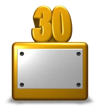 Number thirty on socket - 3d rendering Illustrazione stock
