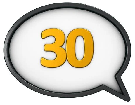 Number thirty in speech bubble - 3d rendering Stock Illustration