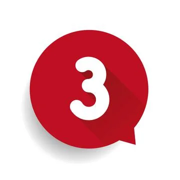 Number three 3 speech bubble red Stock Illustration