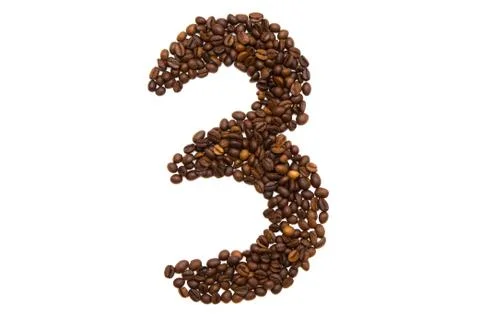Number three of coffee beans Stock Photos