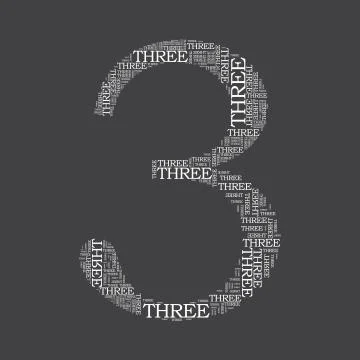 Number three created from text Stock Illustration