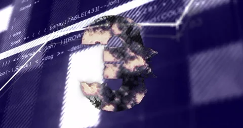 Number three with glitch effect animation over computer code background Stock Footage 305892957