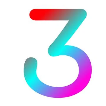 Number three in gradient red, blue, and purple color Stock Illustration