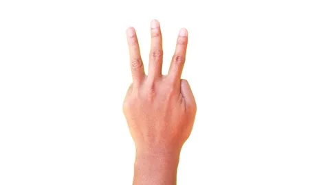 Number three hand gesture symbol on white background Stock Footage 317530493