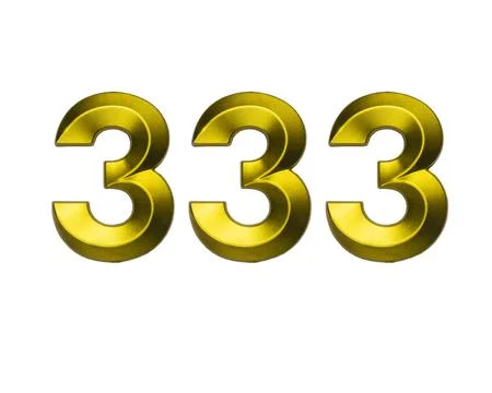 Number three hundred thirty-three shaped golden metallic digits isolated on.. Stock Photos