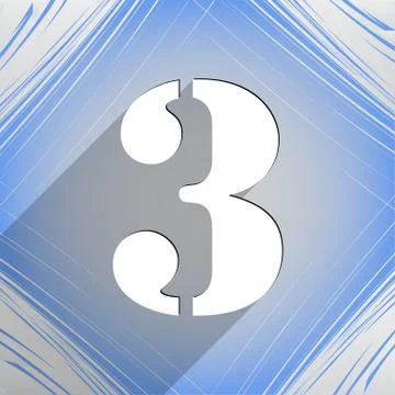 Number three icon symbol Flat modern web design with long shadow and space fo Stock Illustration