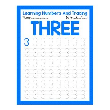 Number Three Learning Number And Tracing Stock Illustration