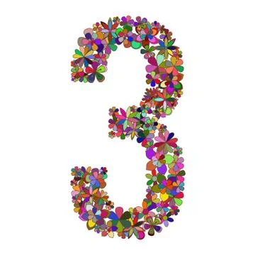 Number three made of flowers Stock Illustration