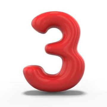 Number three made of inflatable balloon isolated on white background. 3D Stock Illustration