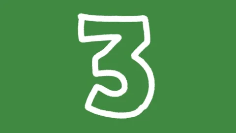 Number three mathematics third-place rank hand-drawn cartoon graphic with chalk Stock Footage 341293760