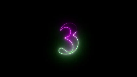 Number three neon liner icon animation. HD stock video Stock Footage 312501295