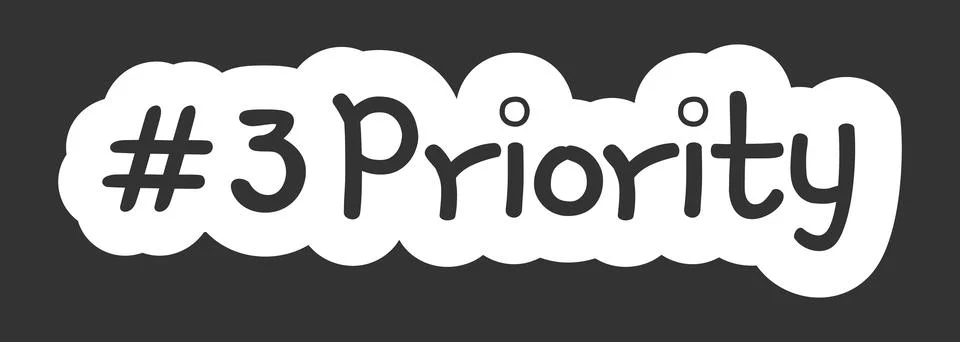 Number three priority black and white line drawing sticker 库存插图