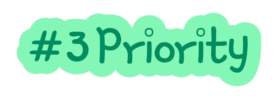 Number three priority hand drawn line sticker illustration 库存插图