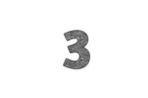 Number Three Rendered in a Gritty Stone Texture Stock Illustration