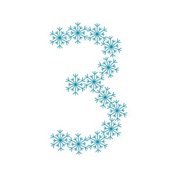 Number three of snowflakes Ilustração Stock
